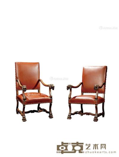  1920年制 英国兽首皮椅 （一对） 高160cm；长66cm；宽42cm