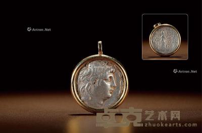  古希腊安提阿银币包金吊坠 直径3cm；重量22.8g