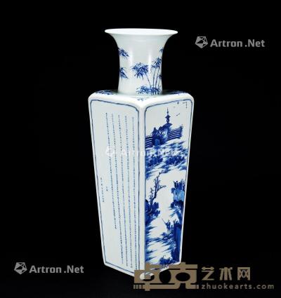  清 青花赤壁赋人物瓶 高52cm