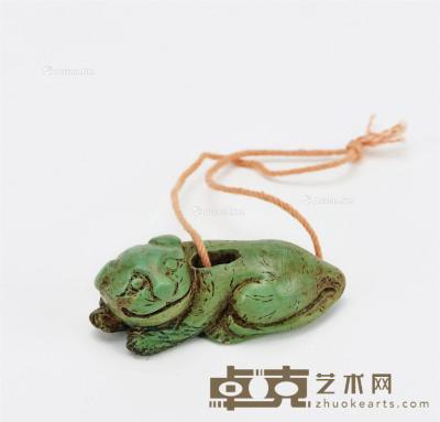  辽金·绿松石雕虎形挂件 高2.8cm；长6.8cm