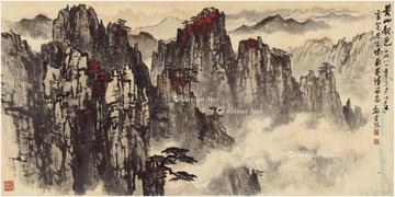  1981年作 黄山秋色图 镜片 设色纸本