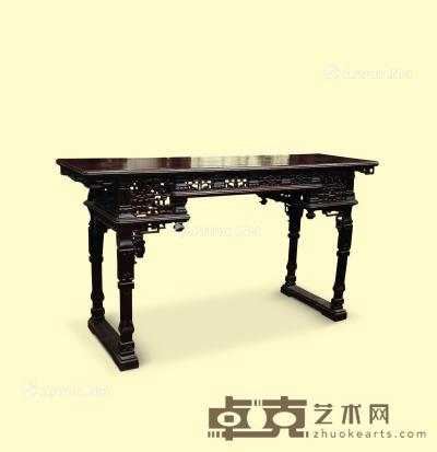  清 红木雕夔龙纹条桌 151×47×84cm