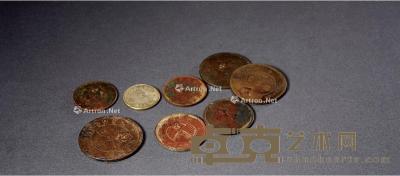  民国·湘鄂西苏区加戳铜币一组八枚 直径22–39mm