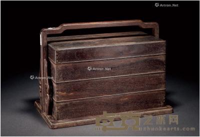  清·紫檀提盒 高25.5cm；长35.2cm；宽20cm