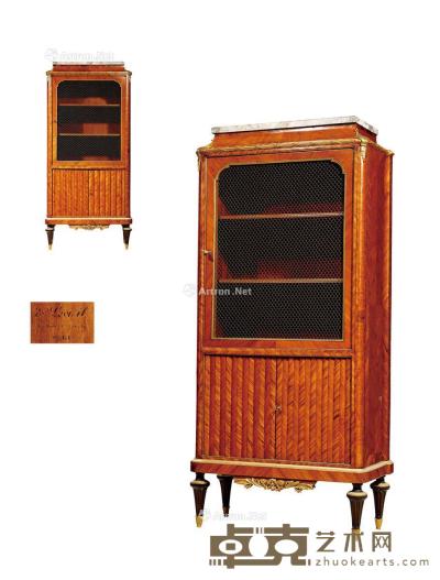  1880年制 法国铜鎏金装饰网面门书柜 高155cm；长70cm；宽32cm