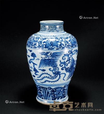  明·正统 青花龙凤纹梅瓶 高35.5cm