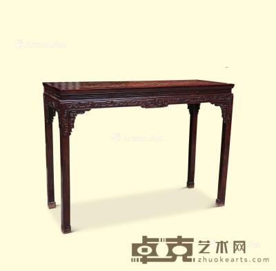  清 红木嵌黄杨卍字纹条桌 113×45×83cm