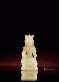  清·白玉雕地藏王菩萨像