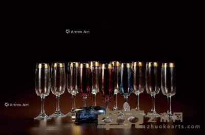  二十世纪制 水晶香槟杯套组 （十二支） 杯高11cm；口径8.5cm
