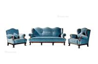  1920年制 英国蓝丝绒沙发三件套组