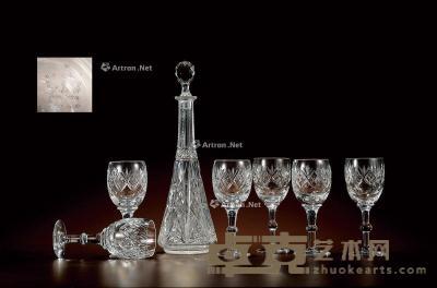  二十世纪制 水晶酒具 （一组）（六只酒杯） 壶高17.5cm；口径15.5cm；杯高11cm；口径8.5cm