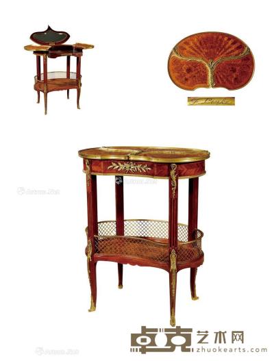  1905年制 路易十五样式“蝴蝶式”黄檀木和桃花芯木粉妆桌 高75cm；宽61cm；深43cm