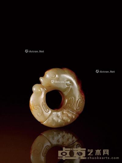  明·沁色玉雕环形龙 直径4.5cm