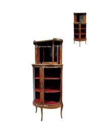  1900年制 法国路易十六风格胡桃木半圆展示柜