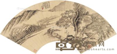  1687年作 临溪对坐图 扇页 水墨纸本 56×19.5cm