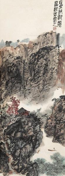  春山泛舟 立轴 纸本设色