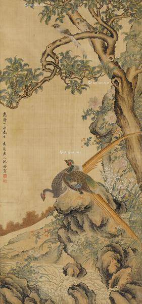  丁丑（1757年）作 玉堂富贵 立轴 绢本水墨