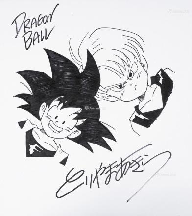  《七龙珠》动漫人物 特兰克斯、孙悟天 原版签名画稿