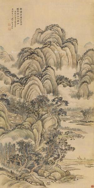  丁酉（1897年）作 溪山招隐图 立轴 绢本设色