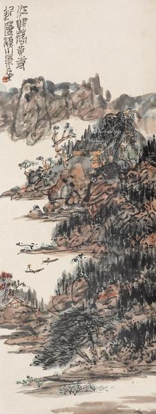  江津小景 立轴 纸本设色