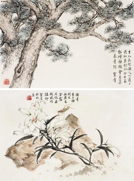  “长寿松” “百合图” （两幅）