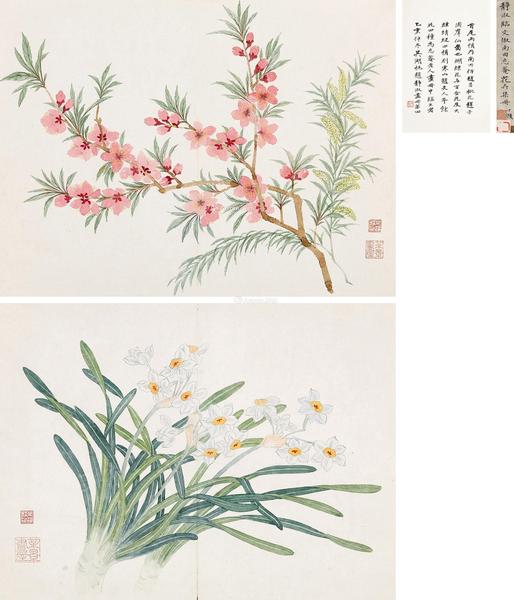  花卉 （二帧） 册页 纸本设色