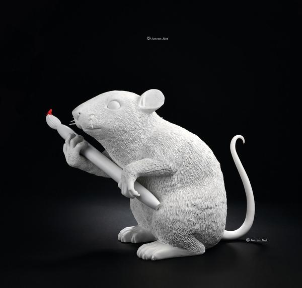  2016年作 LOVE RAT「爱之鼠」白色 宝丽石