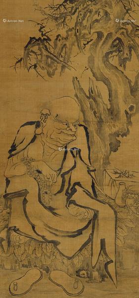 罗汉图 立轴 绢本水墨