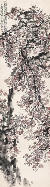  1974年作 红梅 立轴 纸本设色