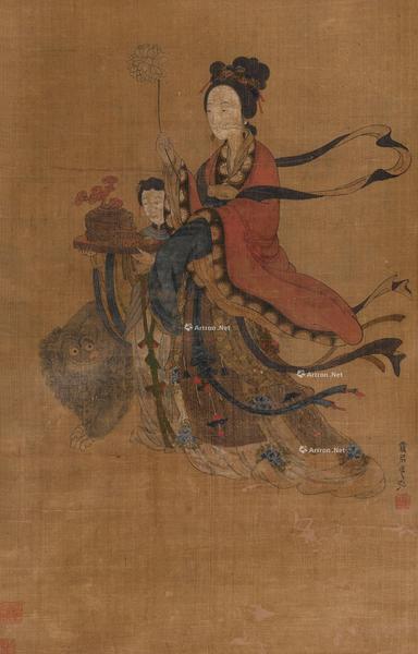  麻姑献寿图 立轴 绢本设色