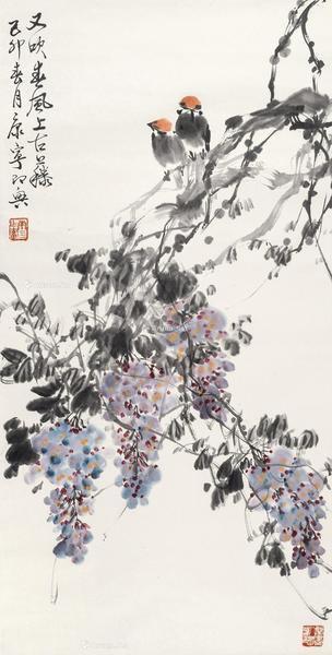  花鸟 立轴 设色纸本