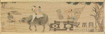* 渔耕图 立轴 纸本 31×104cm