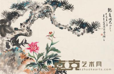  近现代 花卉图 镜片 纸本 100×66cm