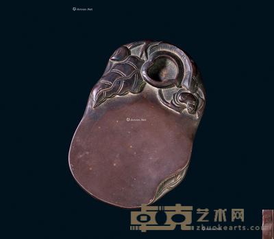 * 清代 翁同龢自用桃蝠随形砚 高3cm;长16cm