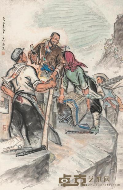 近现代 社建图 镜片 纸本 131×86cm