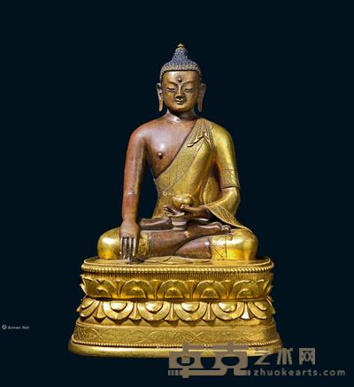 * 清代 铜鎏金药师佛造像 高22.6cm;宽16.2cm