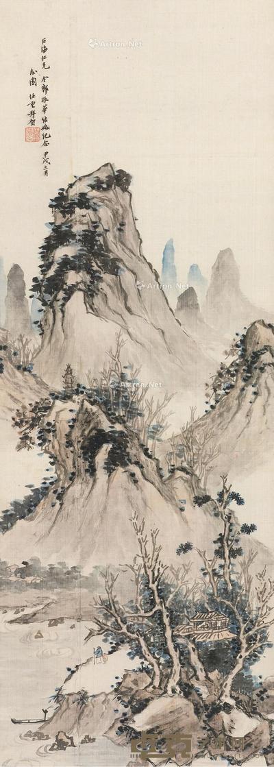 近现代 山水 立轴 绢本 95.3×33.5cm
