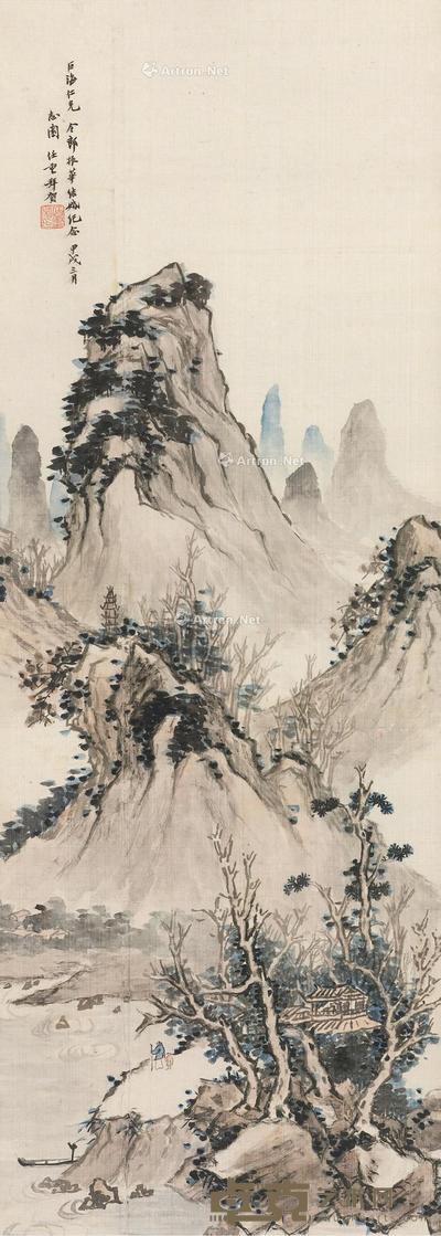  近现代 山水 立轴 绢本 95.3×33.5cm