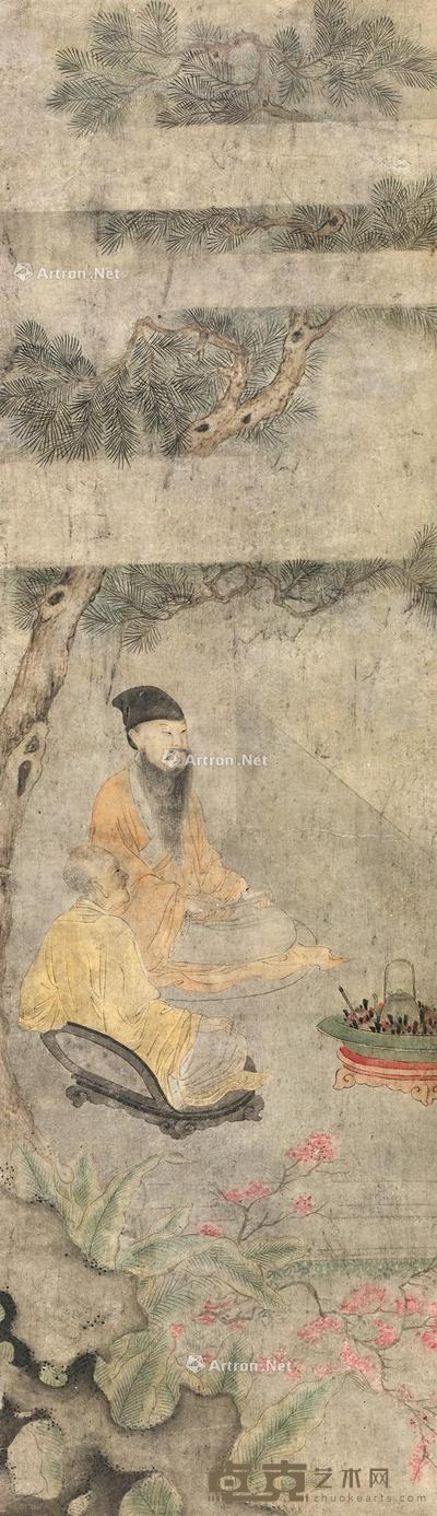 明代 松下论道图 立轴 纸本 68×19.5cm