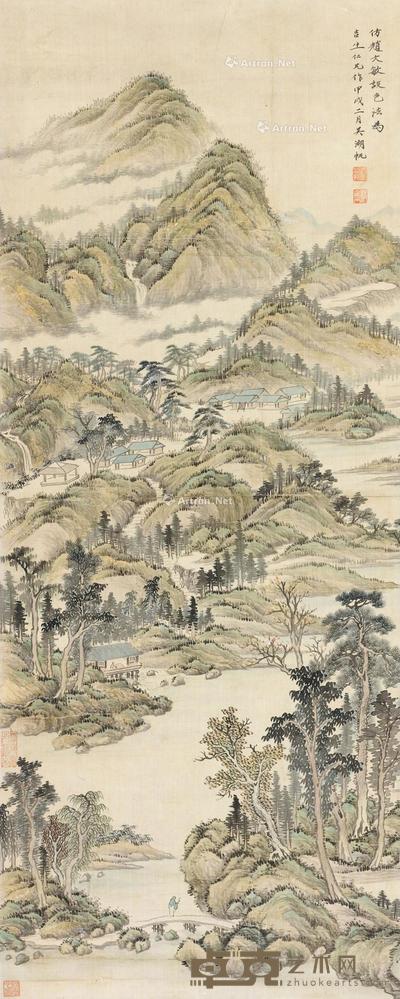 * 近现代 山水人物 绢本 97×39cm
