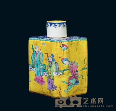 * 清代 五彩八仙人物故事罐 高14.5cm;直径4cm