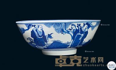 * 民国 (江西万顺瓷款)青花人物故事大碗 高8.3cm;直径21.7cm;底8.8cm