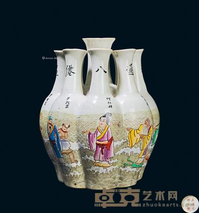 民国 民国粉彩“八仙过海”多管瓶 高24cm;直径5.5cm