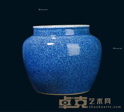 * 清代 雪花蓝釉罐 高20cm；直径6.5cm；底直径17cm