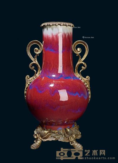 * 清代 康熙窑变红釉瓶（海外回流） 高35cm；直径10.2cm