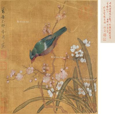  花鸟 镜心 设色绢本