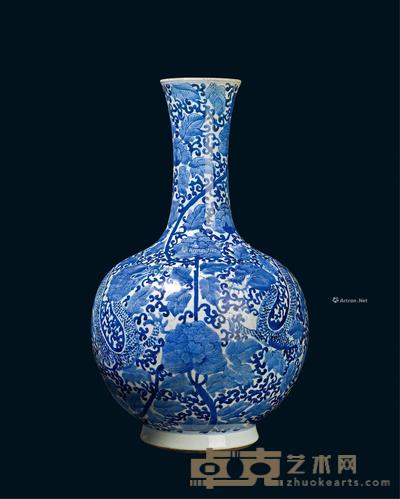 * 清代 青花双龙穿花纹天球瓶 高35cm;直径20cm;长20cm