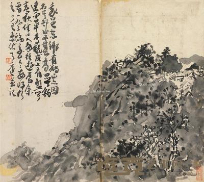  近现代 山水 镜片 纸本 37×33cm