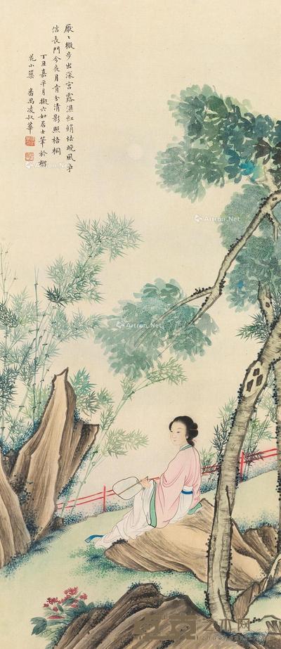 近现代 仕女 立轴 绢本 69×29cm