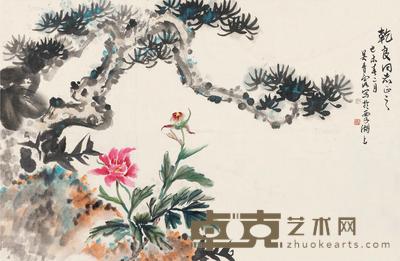 近现代 花卉图 镜片 纸本 100×66cm